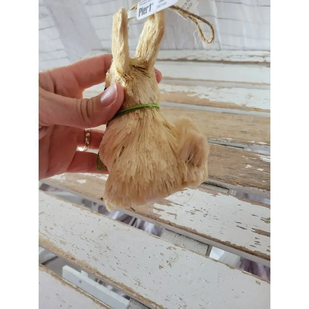 Pier 1 sisal rabbit Easter Bunny ornament home decor flower new